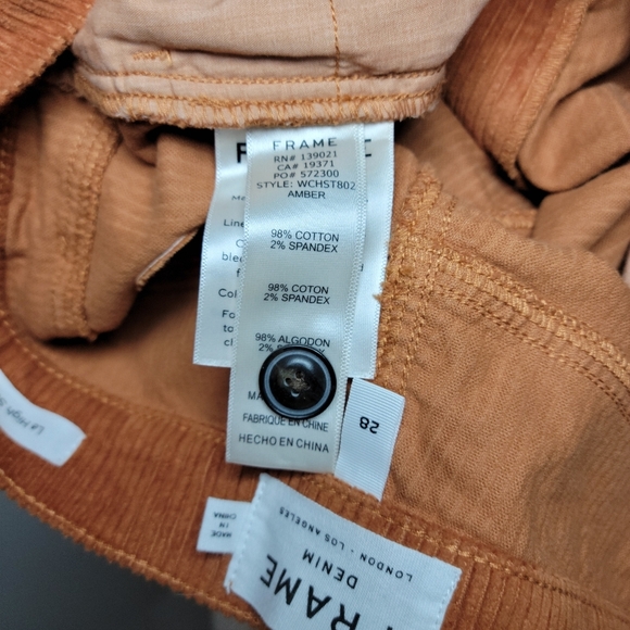 Frame Denim Le High Straight Amber Corduroy Pants Size 28 - Picture 9 of 9